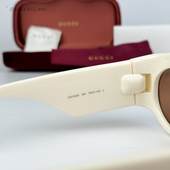 BRAND NEW Gucci GG1544S 004 Ivory Brown Unisex Oval Sunglasses GG 1544S main image 6